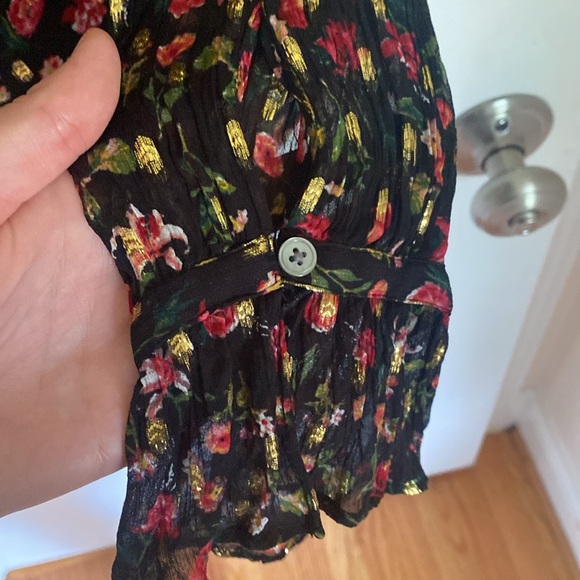 J crew floral long sleeve blouse with gold metallics accents - Picture 4 of 7